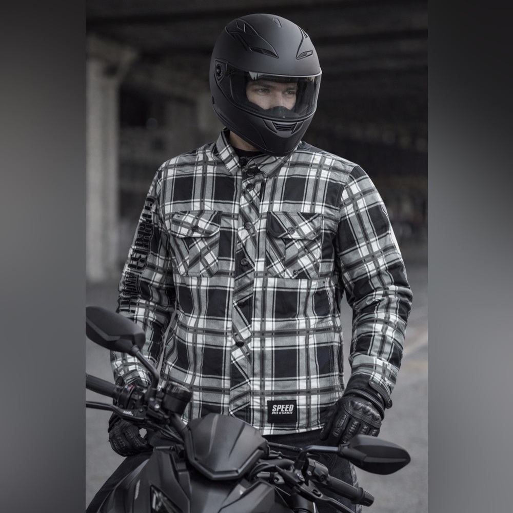 Speed & Strength Plaid Riding Shirt Jacket with Armor Pockets - L
